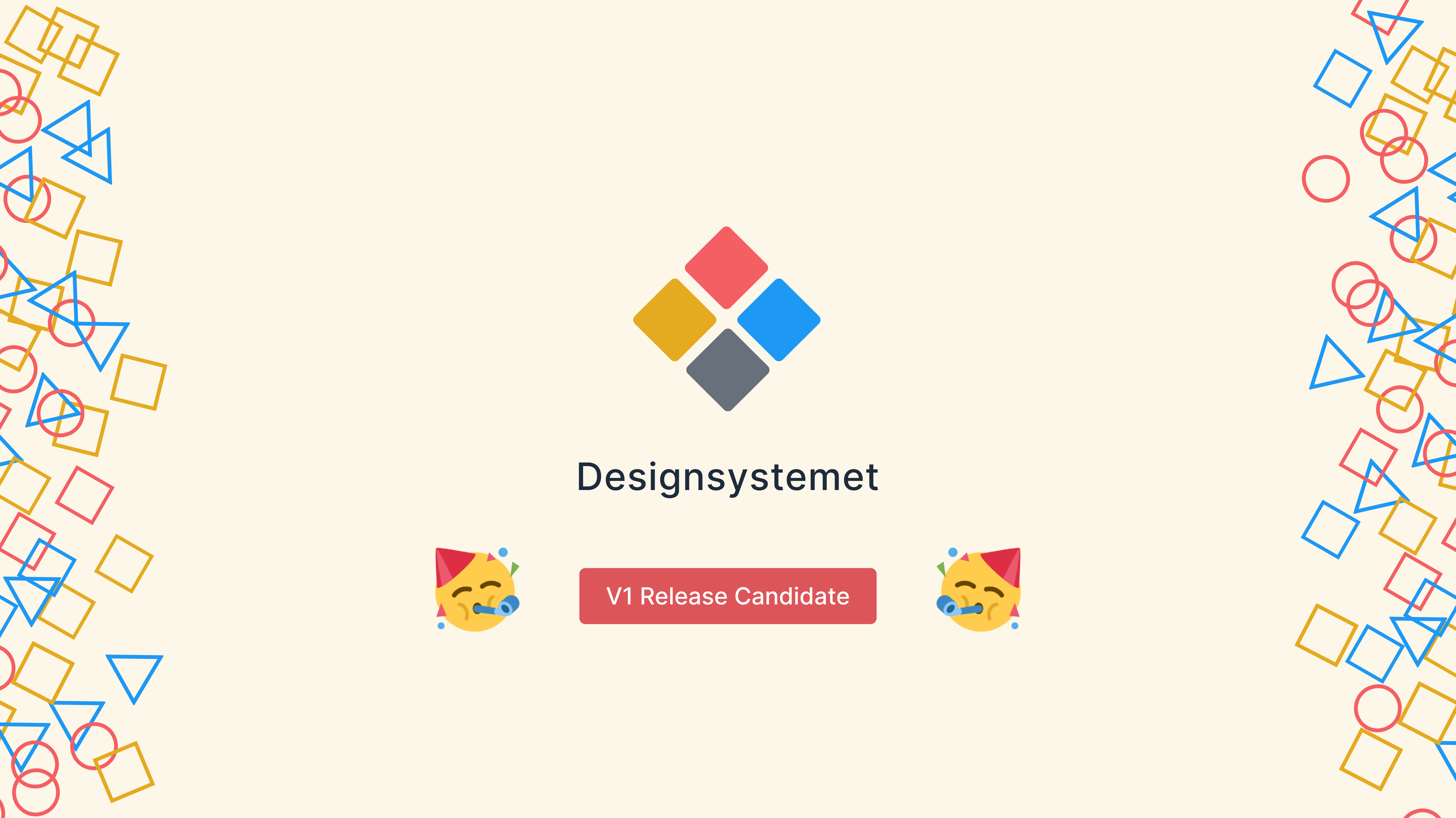 Illustrasjon av Designsystemet V1 og emojis som feirer.